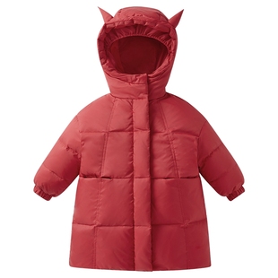 [三防抑菌石墨烯]女童冬季羽绒服儿童中长款红色衣服男童冬装外套