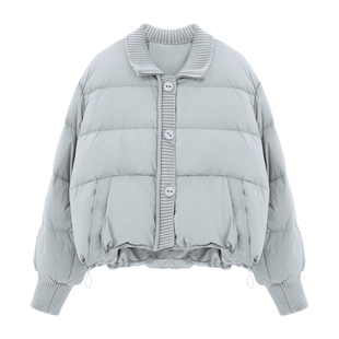 Basic House/百家好立领短款羽绒服女款冬季新款白鸭绒小个子外套