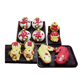 马年花馍饽饽春节过年新年快乐送礼品盒箱摆供上贡生肖马醒狮馒头