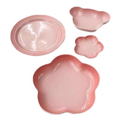 韩国ins多巴胺渐变色彩创意陶瓷盘子熊盘花朵家用点心碟碗汤菜盘