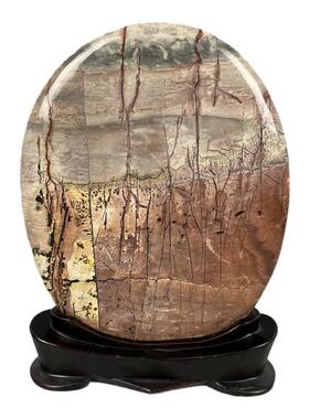 奇石草花石国画石家居摆件