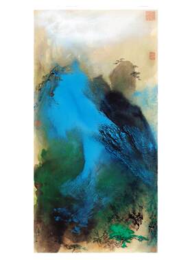张大千松风晓靄高清微喷