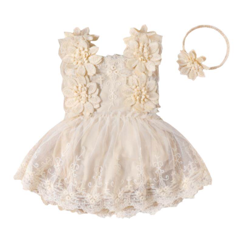 宝婴儿立体花朵礼服哈衣裙