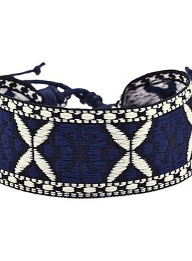 复古ins风森系提花织带编织手链