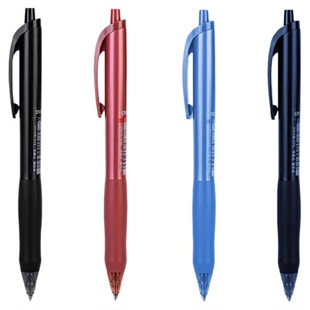 得力按动中性笔s60签字笔速干尖锥头黑色水性笔圆珠笔软胶笔握红色碳素笔按压式学生专用书写顺滑不易断墨