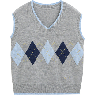 英氏男童马甲男宝2026秋冬新款V领儿童毛衣背心百搭针织衫男孩潮