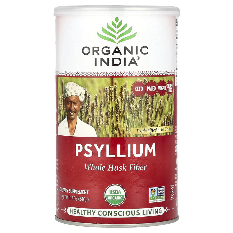 OrganicIndia车前子整粒膳食纤维肠胃心脏健康支持肠道呵护