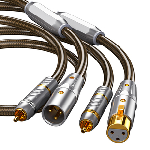 M-4发烧级无氧铜缠绕银RCA双莲花转卡农公母线功放音响平衡音频线