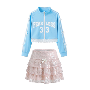 韩舞女团风女童街舞演出服少儿爵士舞亮片裙子甜潮酷时髦童装套装