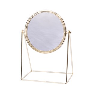 网红ins卧室宿舍化妆镜便携欧式金边小型圆镜旋转复古桌面梳妆镜