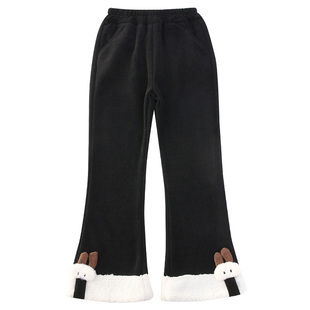 女童喇叭裤秋冬2025新款儿童一体加绒加厚棉长裤子女孩保暖休闲裤