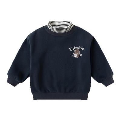 嘟嘟家男童卫衣宝宝秋冬儿童加绒假两件高领上衣女童新款加厚洋气