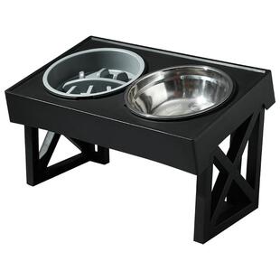 狗碗狗盆喝水一体护颈大型犬狗狗食盆柯基慢食碗宠物304高架水盆