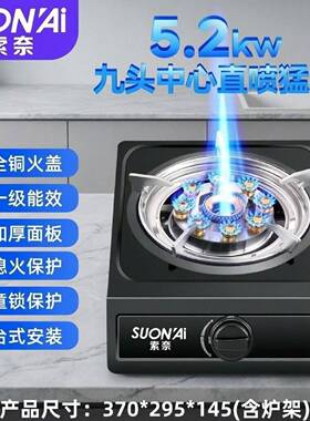 德国品牌不锈钢台式燃气灶单灶家用九腔猛火天然气灶液化气煤气灶