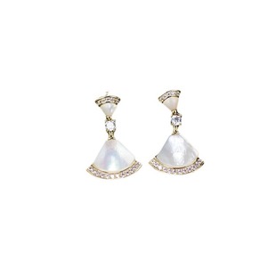 扇形小裙子贝母耳环女高级感轻奢气质耳钉新款时尚耳坠设计耳饰