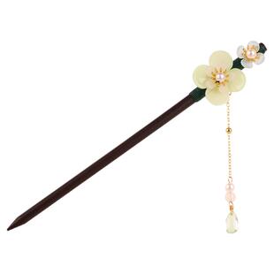 古风发簪古典步摇汉服流苏超仙盘发荧光绿发栈子中国风木簪子发饰