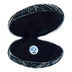 YOU ARE SPECIAL黑贝壳珍珠趣味装饰画油画布内芯ins风海报黑猫