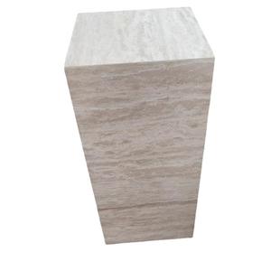 侘寂进口米白洞大理石立柱玄关床头柜客厅雕塑展示台桌脚装饰摆件