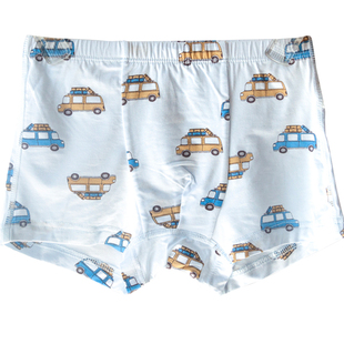 瑁恩瑁爱小汽车图案男孩宝宝莫代尔内裤男童宝贝平角短裤齐头裤头
