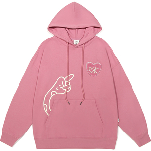 GUUKA潮牌多巴胺带帽卫衣女款加绒 爱心魔术贴重磅纯棉连帽衫落肩