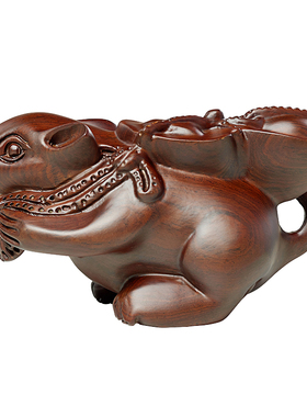 黑檀实木雕刻老鼠摆件吉祥物办公室客厅实木元宝鼠十二生肖可爱鼠