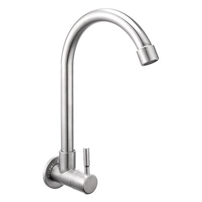 入墙式厨房洗菜盆侧进水龙头水槽阳台304不锈钢单冷热接水池龙头