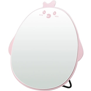 台式铁镜子学生宿舍可爱化妆镜ins风桌面家用挂墙卡通折叠梳妆镜