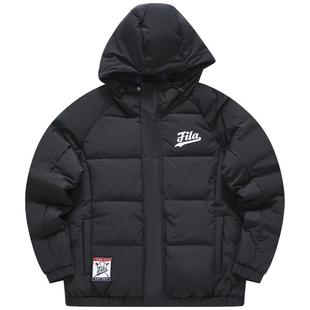 FILA FUSION斐乐冬训短款连帽羽绒服男子冬季跑步休闲运动男外套