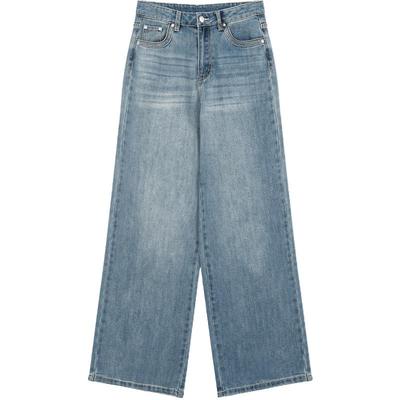 LAGOGO宽松显瘦牛仔裤女拉谷谷2025秋冬新款高腰直筒通勤阔腿裤