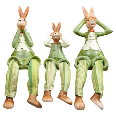 家居兔树脂可爱吊脚娃娃兔子摆件