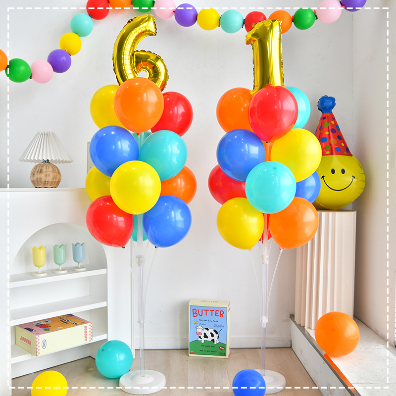 六一儿童节学校幼儿园商场橱窗彩色气球立柱装饰场景布置派对庆祝