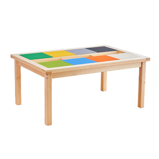 VEEBEE纯实木积木桌子儿童多功能玩具桌游戏桌学习桌幼儿园二合一