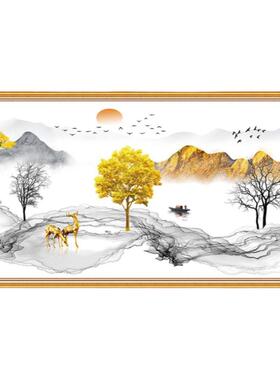 轻奢麋鹿沙发简约现代客厅装饰画