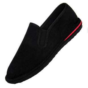 潮流风纯色春新款老北京布鞋男款千层底软底黑布鞋灯芯绒高档布鞋