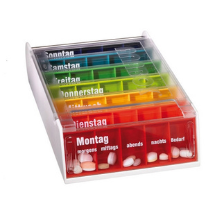 现货德国原装ANABOX七天彩虹药盒 一日五次分隔防潮可分拆7个小盒