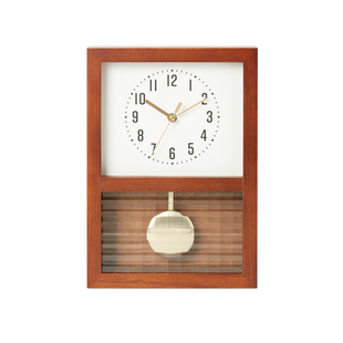 NITORI宜得利家居客厅桌面现代简约床头钟实木静音摆钟 德拉姆II