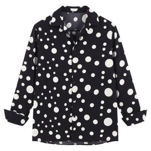 Polka-dot print casual long-sleeved shirt 波点印花长袖衬衣男
