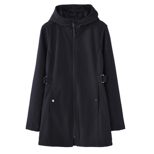 欧美连帽户外防风雨雪软壳加绒收腰显瘦风衣外套外贸原单女装秋冬