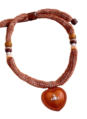 针织毛线树脂爱心吊坠项链