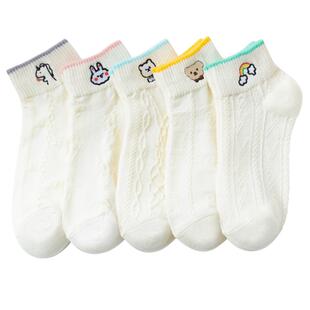 袜子女短袜100%正品春夏款新疆棉吸汗透气无骨纯白色女士薄款船袜