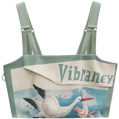 印花吊带背心设计师原创上衣