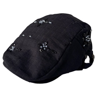 2025早秋新款时尚手工绣花贝雷帽女复古画家帽优雅报童帽前进帽潮