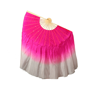 九儿胶州秧歌真丝舞蹈扇古典舞跳舞扇玫红渐变晓春三月 广场舞扇