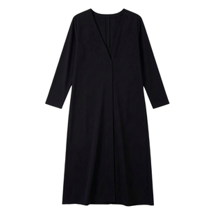 vogopetite 春装 ANN SHAO系列V领收身腰带廓形连衣裙长裙长袖