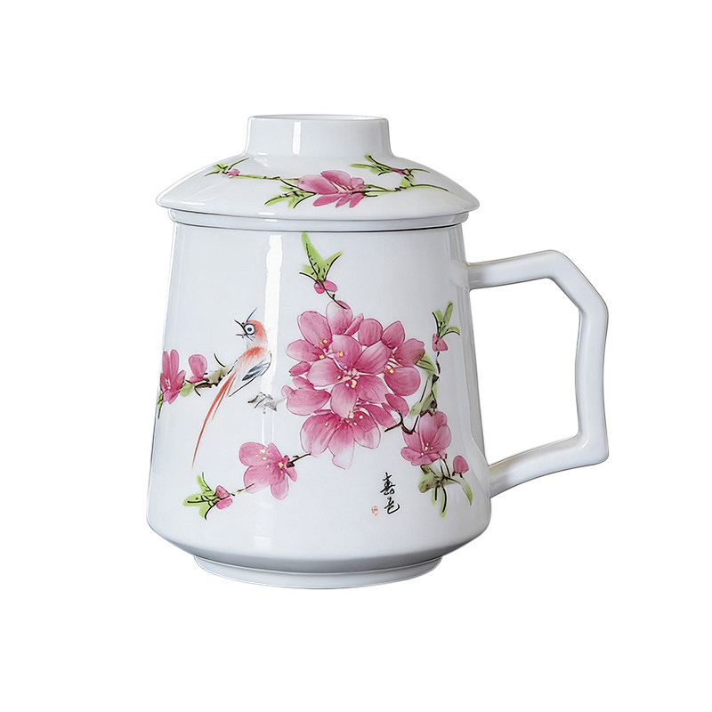 景德镇陶瓷三件式茶水分离茶杯