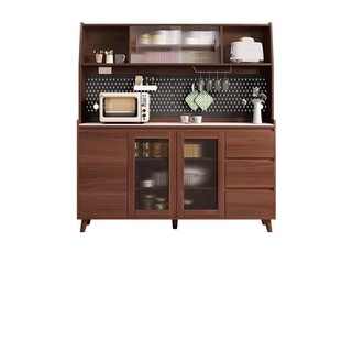 全实木餐边柜胡桃色客厅酒鬼茶水柜厨房碗柜多功能收纳柜一体靠墙