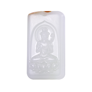 和合玉器和田玉羊脂白玉羊脂玉观音牌山料观自在玉石观音挂件吊坠