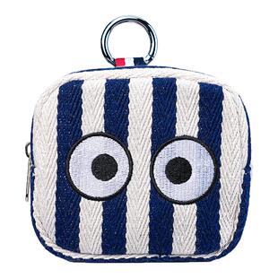 韩国迷你可爱大眼睛零钱包卡通帆布零钱包条纹小挂包收纳卡包小众