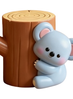 卡通考拉树桩树脂儿童房摆件