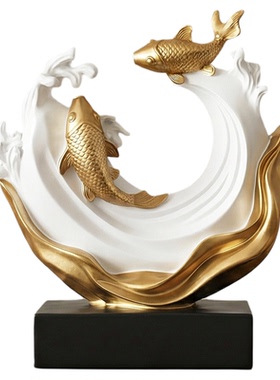 风生水起锦鲤好运摆件